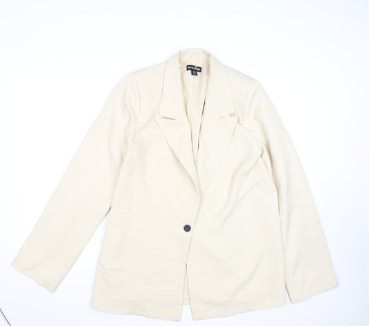 PrettyLittleThing Women Beige Size 10 Blazer Mid-Length Jacket