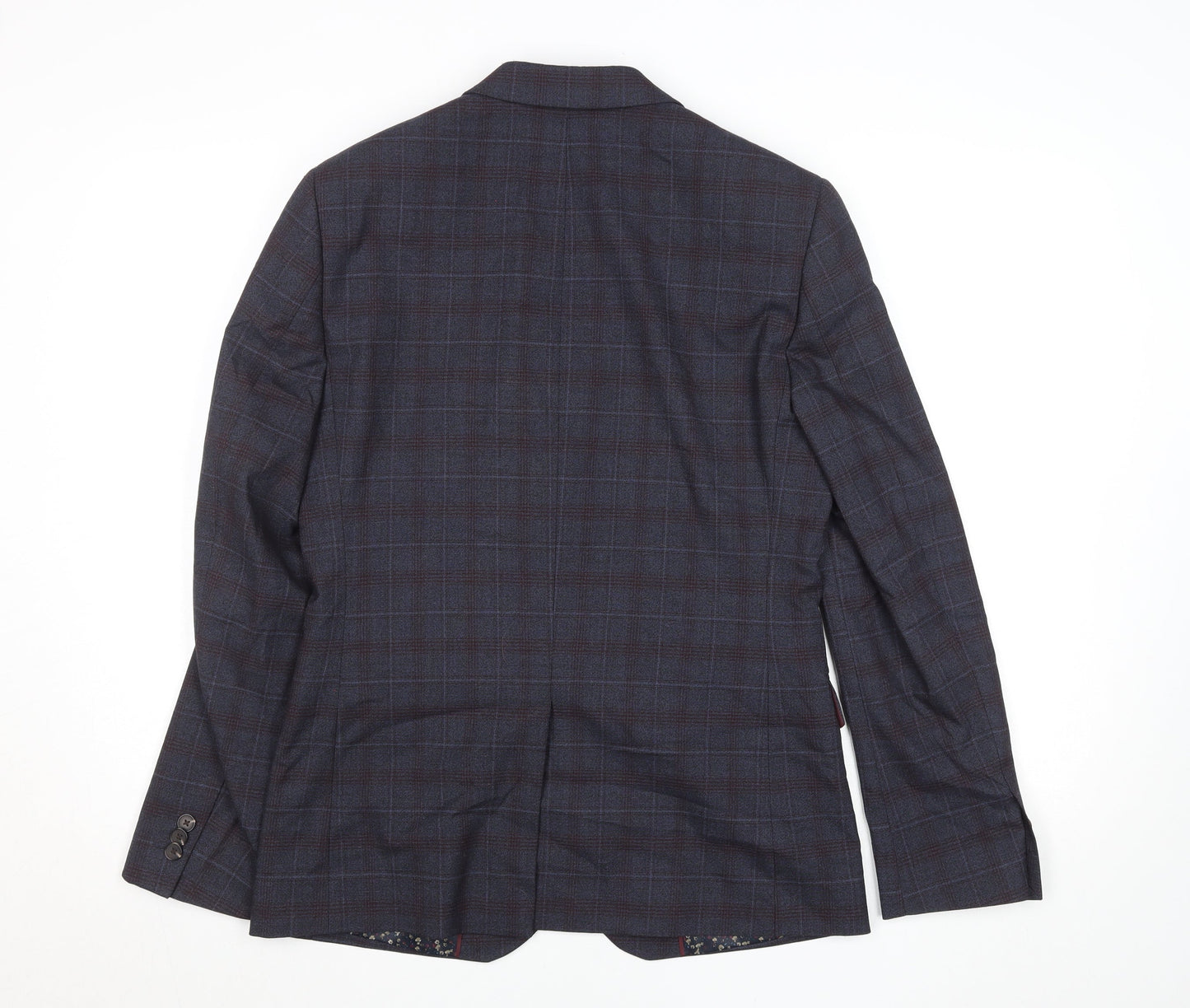 Marks and Spencer Men's Blue Check Regular Fit 36S Blazer Jacket