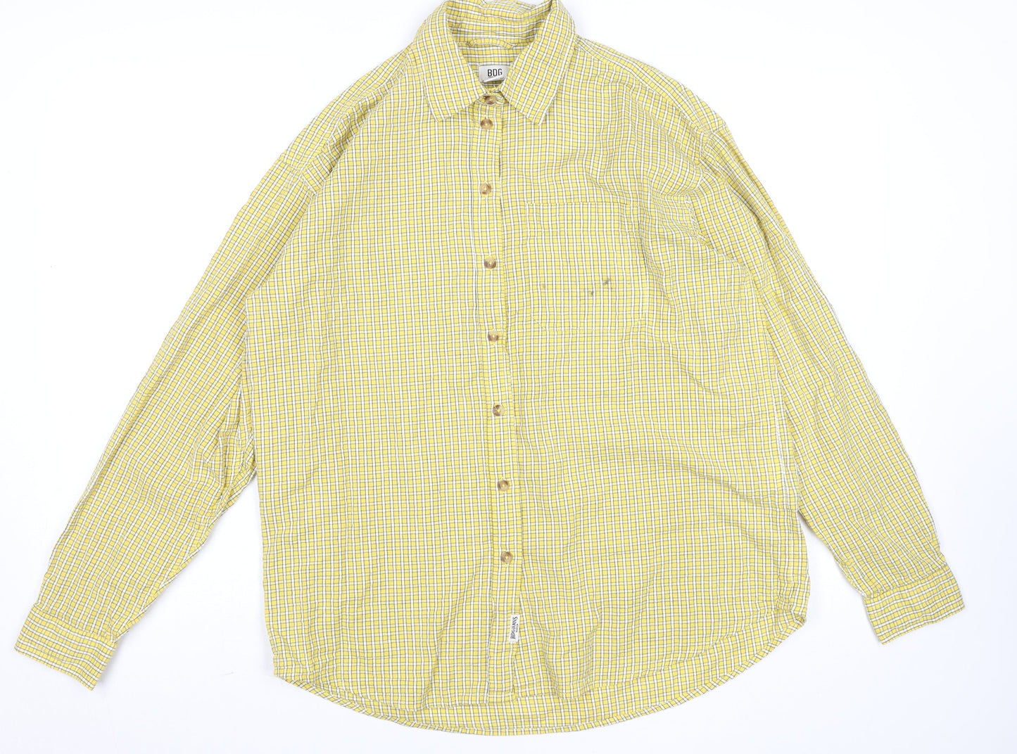BDG Urban Outfitters Men's Yellow Check Cotton Long Sleeve Shirt XS