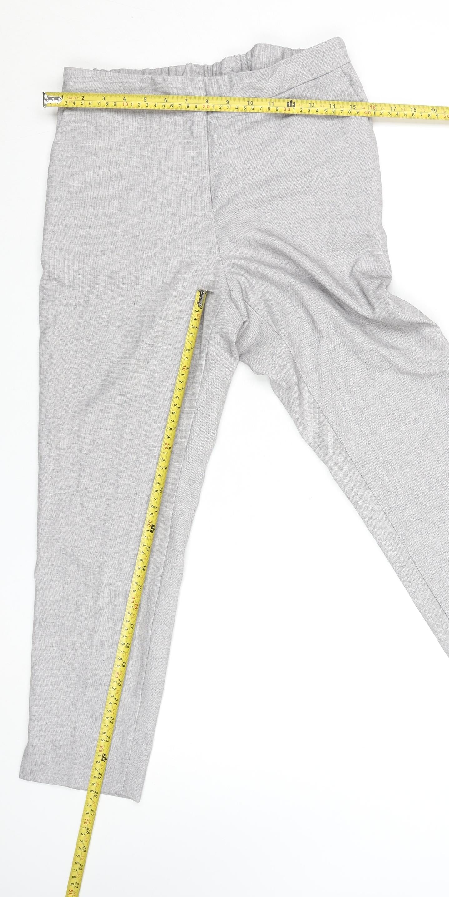 H&M Women's Grey Regular Fit Elastic Waist Tapered Trousers Size 10