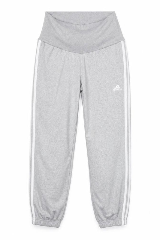 Adidas Womens Grey M Jogger Trousers Elastic Waist Side Stripes