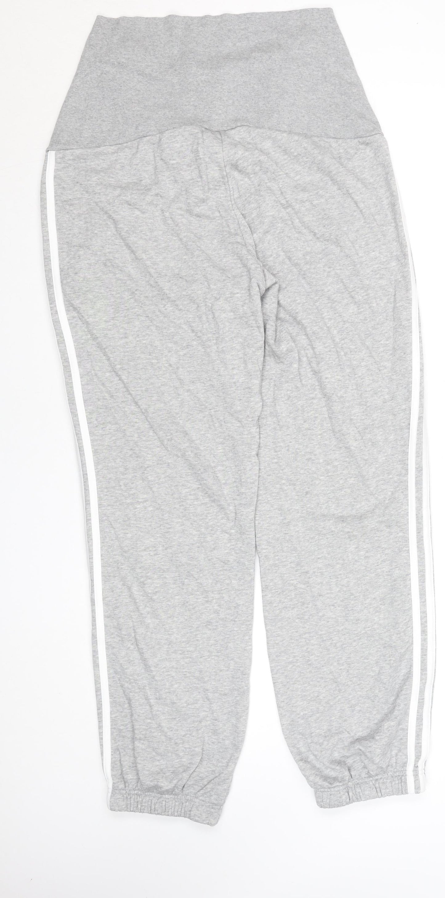 Adidas Womens Grey M Jogger Trousers Elastic Waist Side Stripes