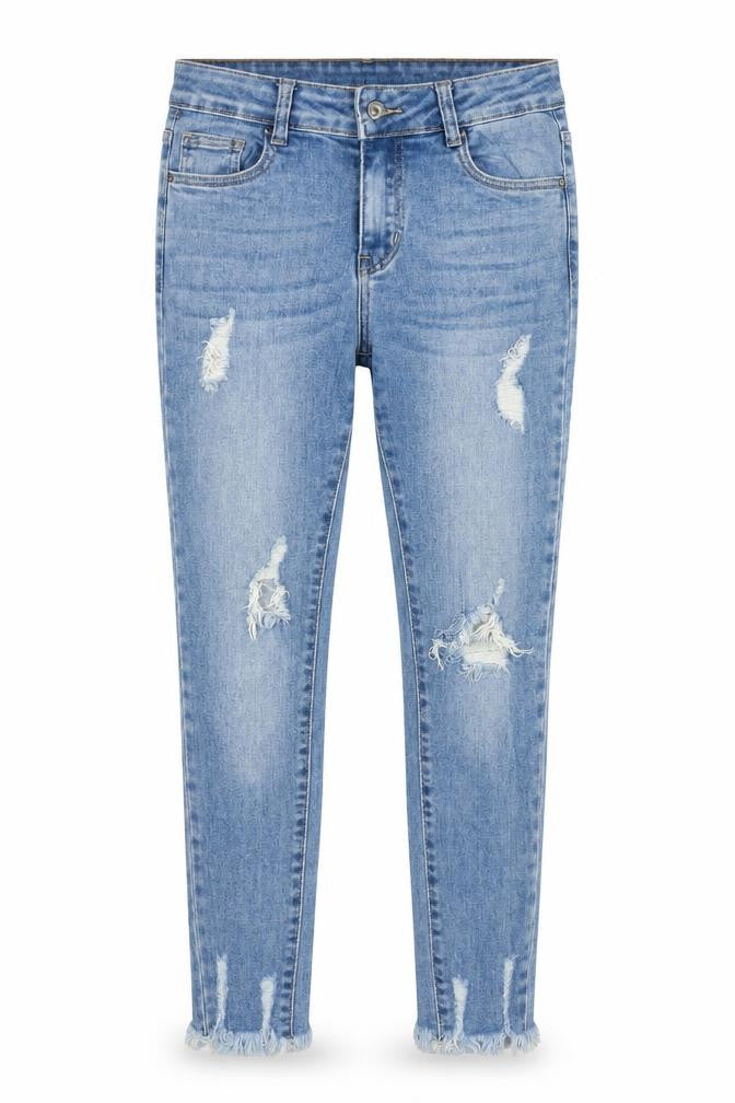 Redial Women's Blue Distressed Skinny Jeans UK 10