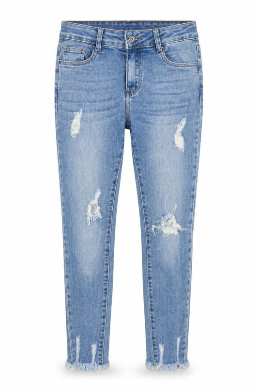 Redial Women's Blue Distressed Skinny Jeans UK 10
