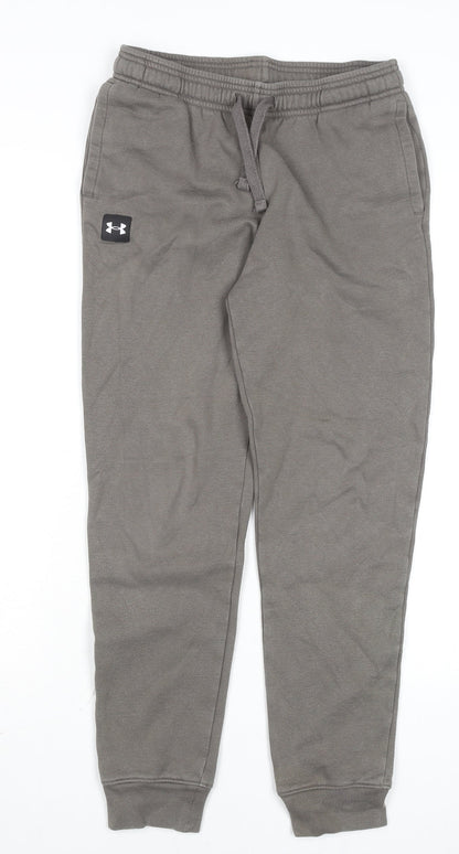 Additional front view of Under Armour boys’ grey l jogger sweatpants cotton blend activewear