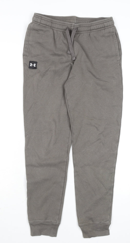 Under Armour Boys Grey L Jogger Sweatpants Cotton Blend Activewear