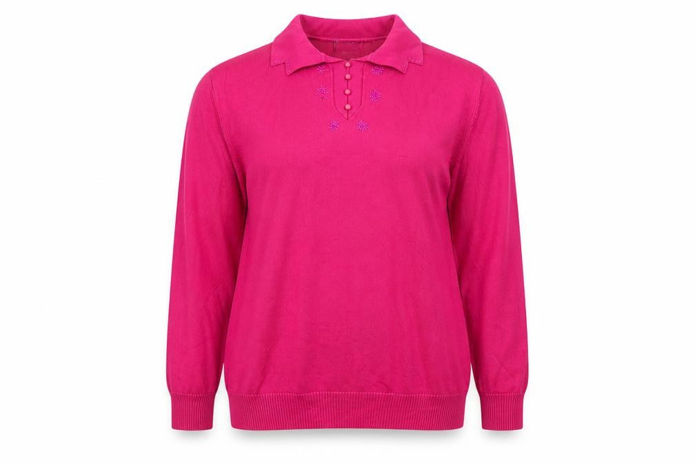 Castle of Ireland Womens Pink Collared Beaded Pullover Jumper Size 18