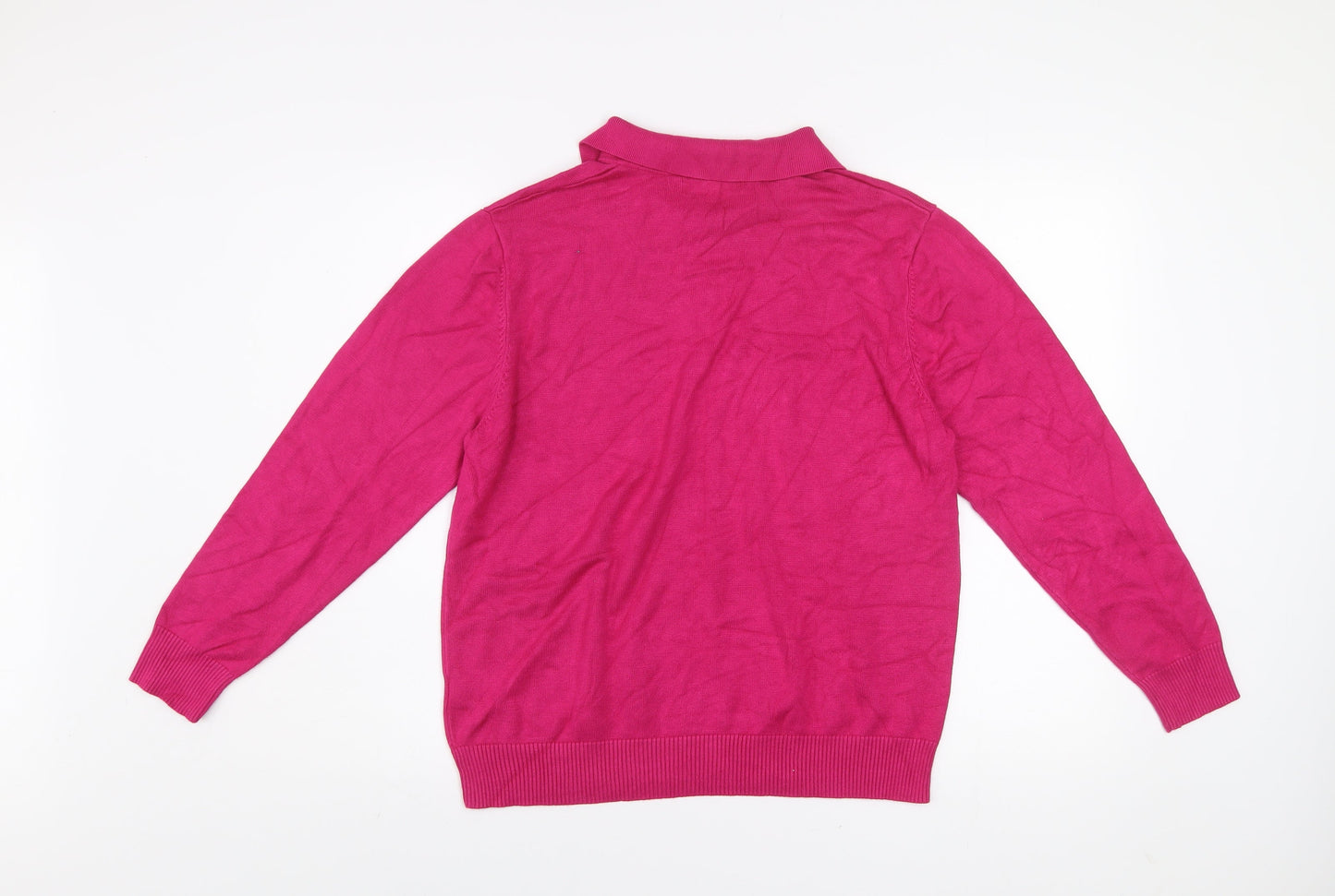 Castle of Ireland Womens Pink Collared Beaded Pullover Jumper Size 18