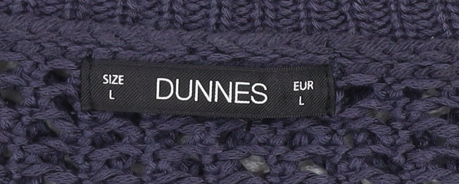 Dunnes Women Blue White Striped Open-Knit Acrylic Jumper L