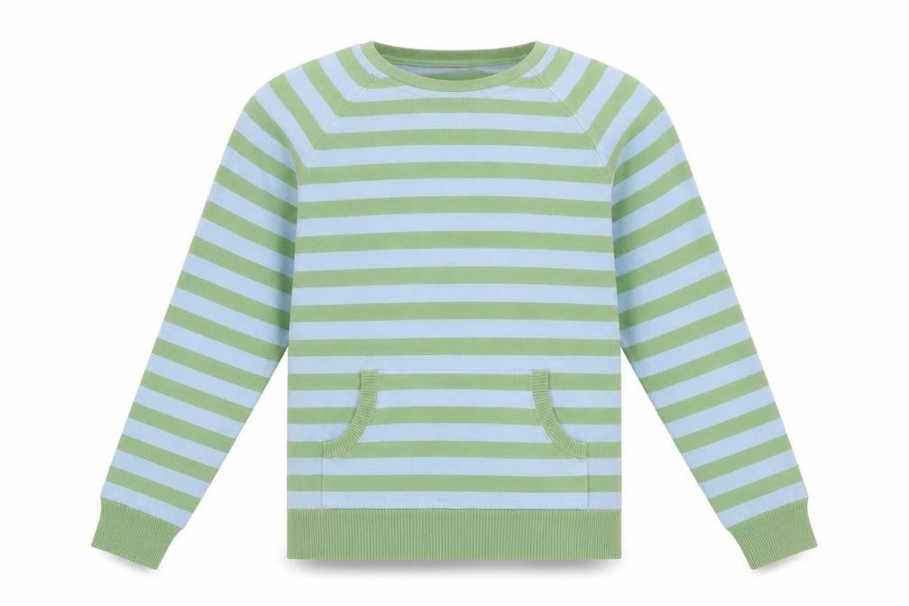 Dunnes Men's Green Blue Striped Pullover Sweatshirt Size L