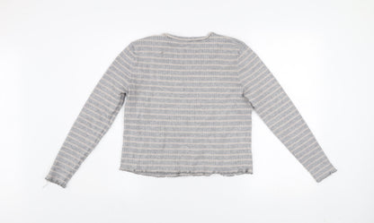 Savida Women’s Grey Striped Knit Pullover Jumper XL