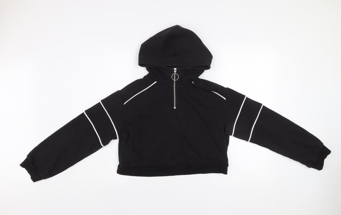 H&M Divided Women's Black 1/2 Zip Hoodie Size S Cotton Blend