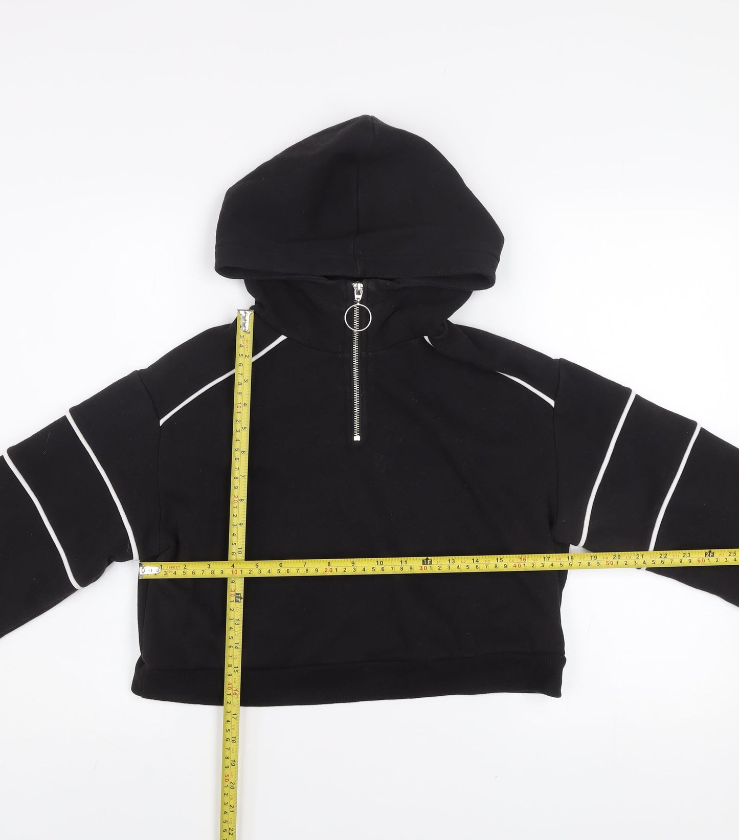 H&M Divided Women's Black 1/2 Zip Hoodie Size S Cotton Blend