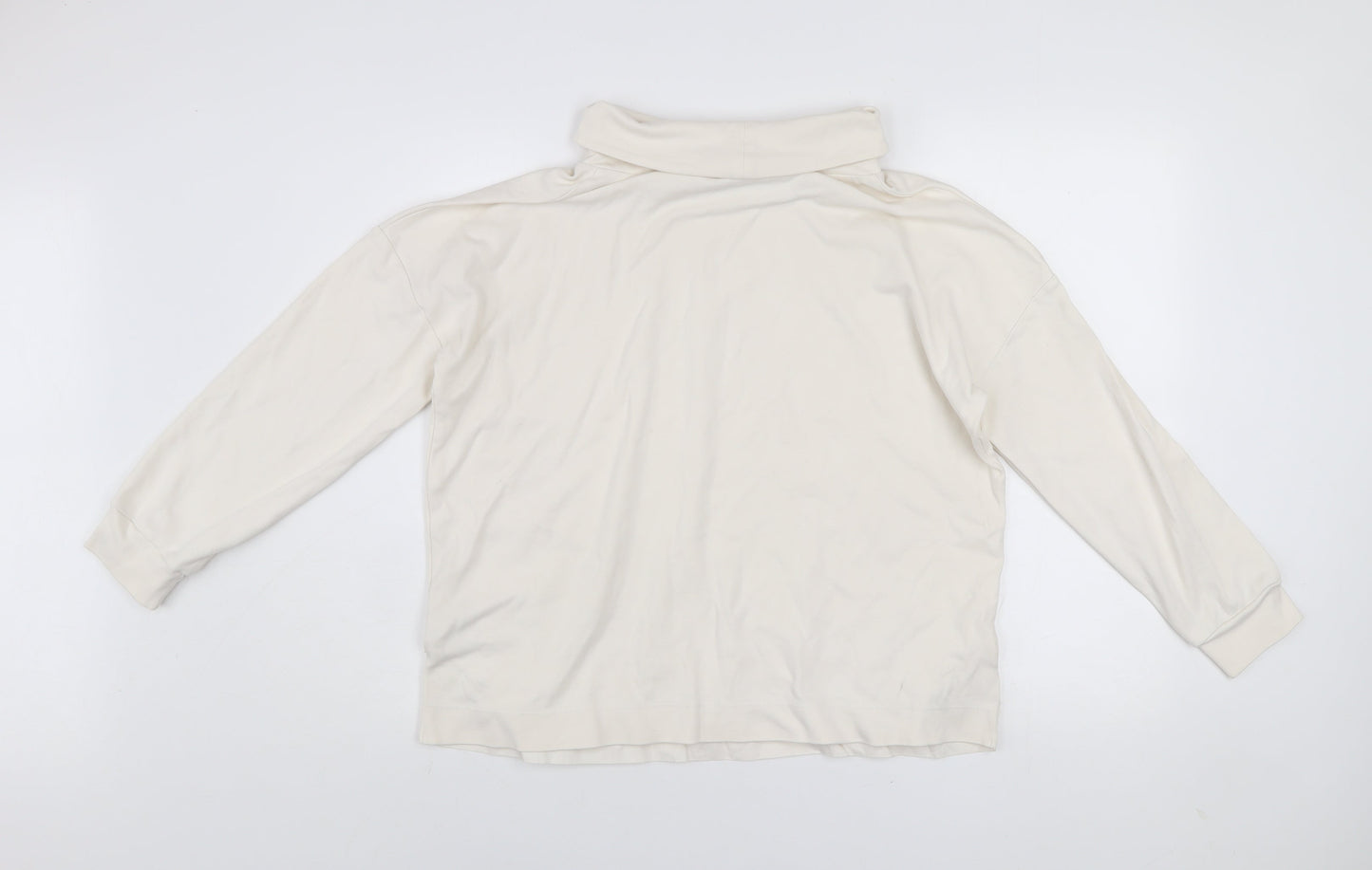 Gallery Women Cream Cotton Pullover Sweatshirt UK S Roll Neck