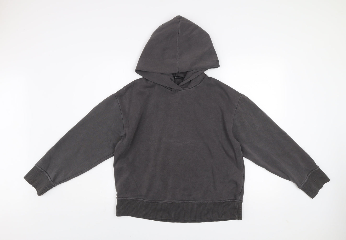 Zara Women Grey Cotton Blend Pullover Hoodie Medium