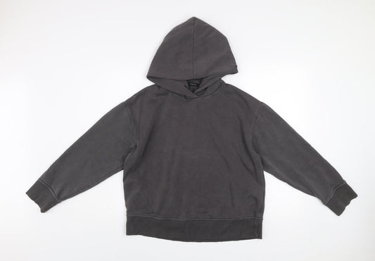 Zara Women Grey Cotton Blend Pullover Hoodie Medium