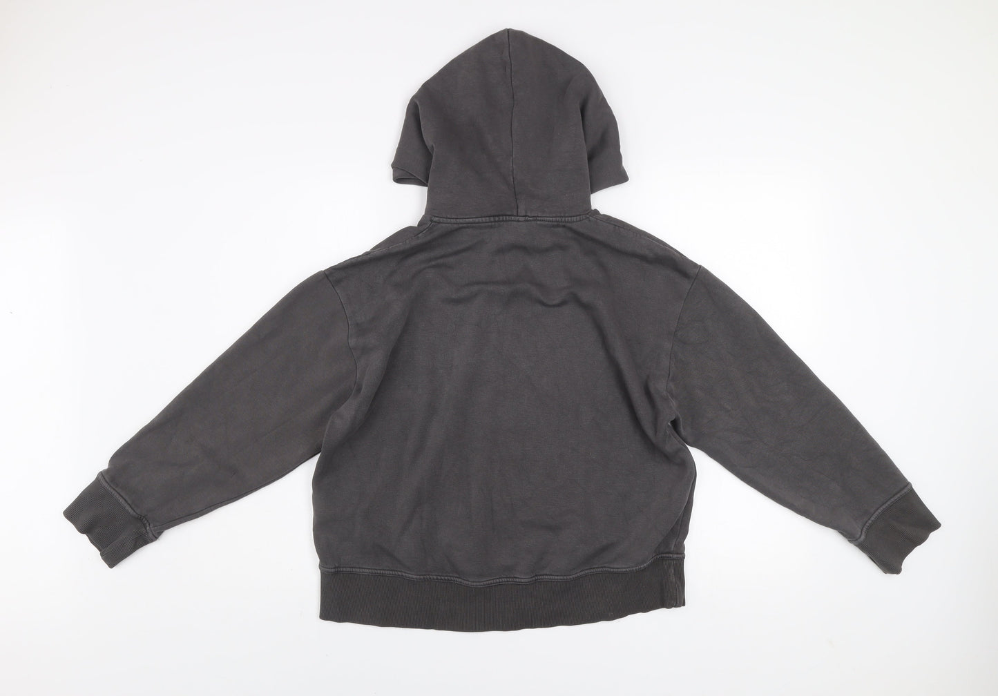 Zara Women Grey Cotton Blend Pullover Hoodie Medium