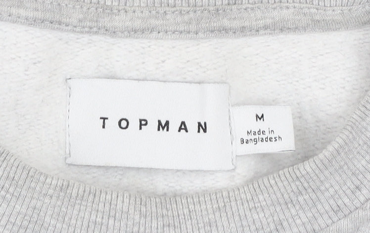 Topman Men's Grey Crew Neck Pullover Sweatshirt Size M Regular Fit
