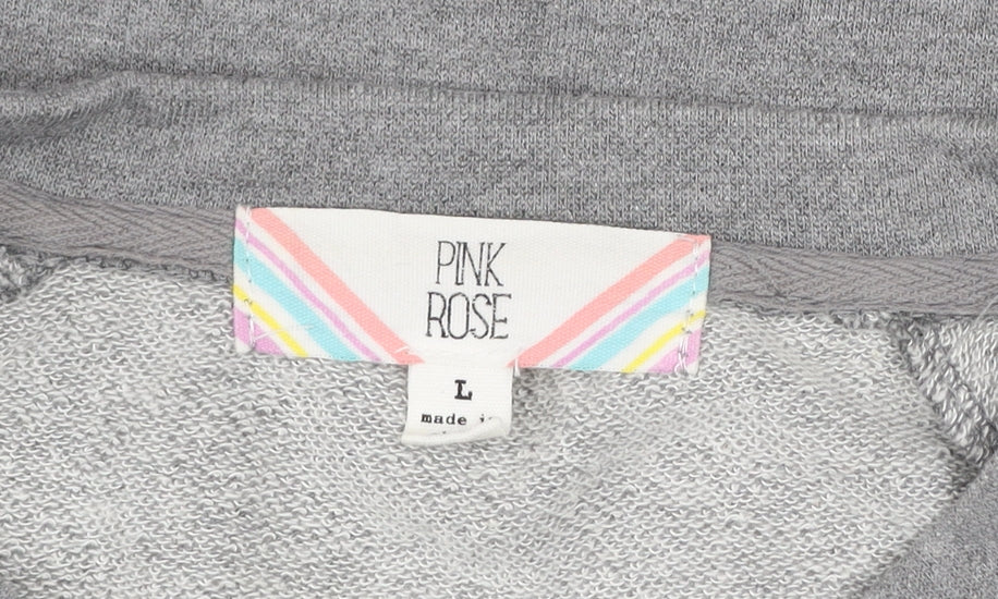 Pink Rose Women's Grey Tie Front Pullover Sweatshirt Size L