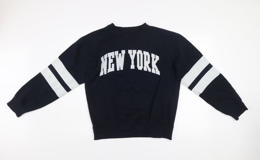 New York Popular Women's Navy Blue Pullover Sweatshirt Size L