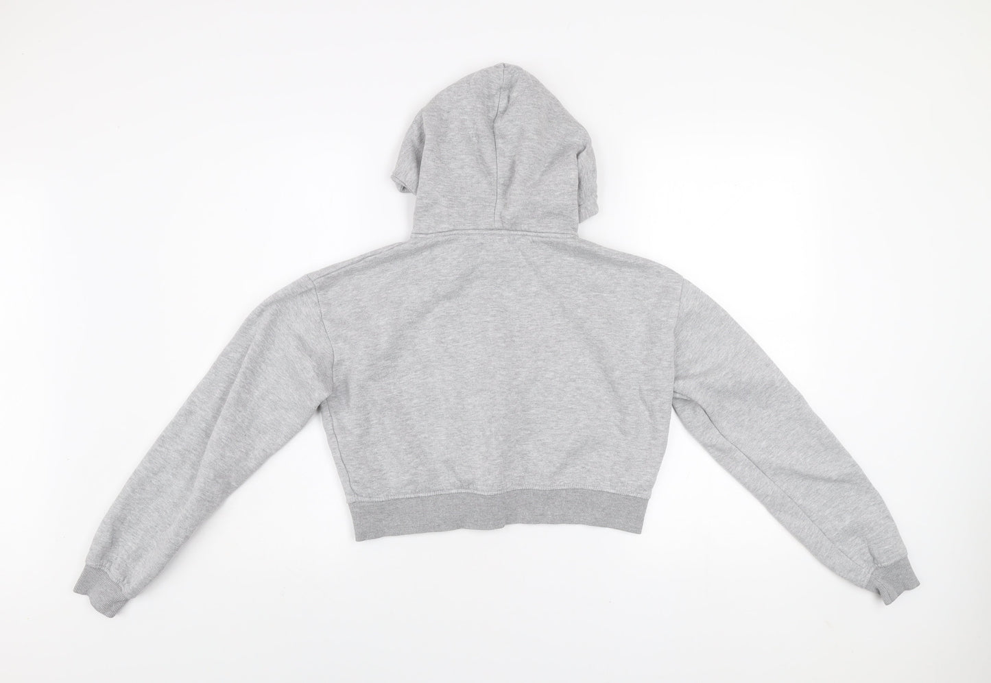 PrettyLittleThing Womens Grey Cropped Hoodie Jacket Size M
