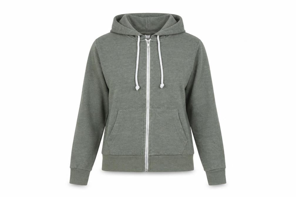 H&M Women’s Green Basic Zip Hoodie Jacket Size S Cotton Blend