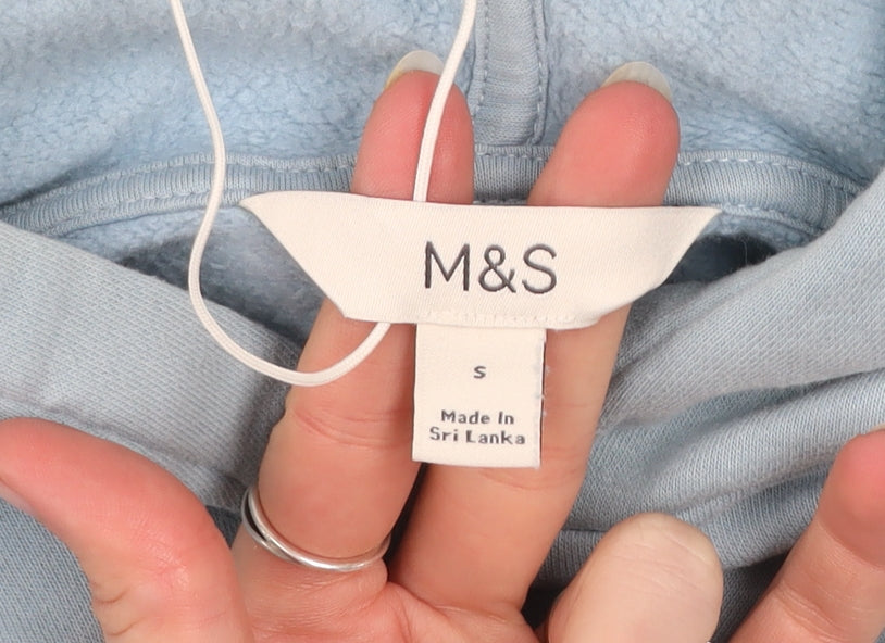 Marks and Spencer Women Blue Pullover Hoodie Small Cotton Blend