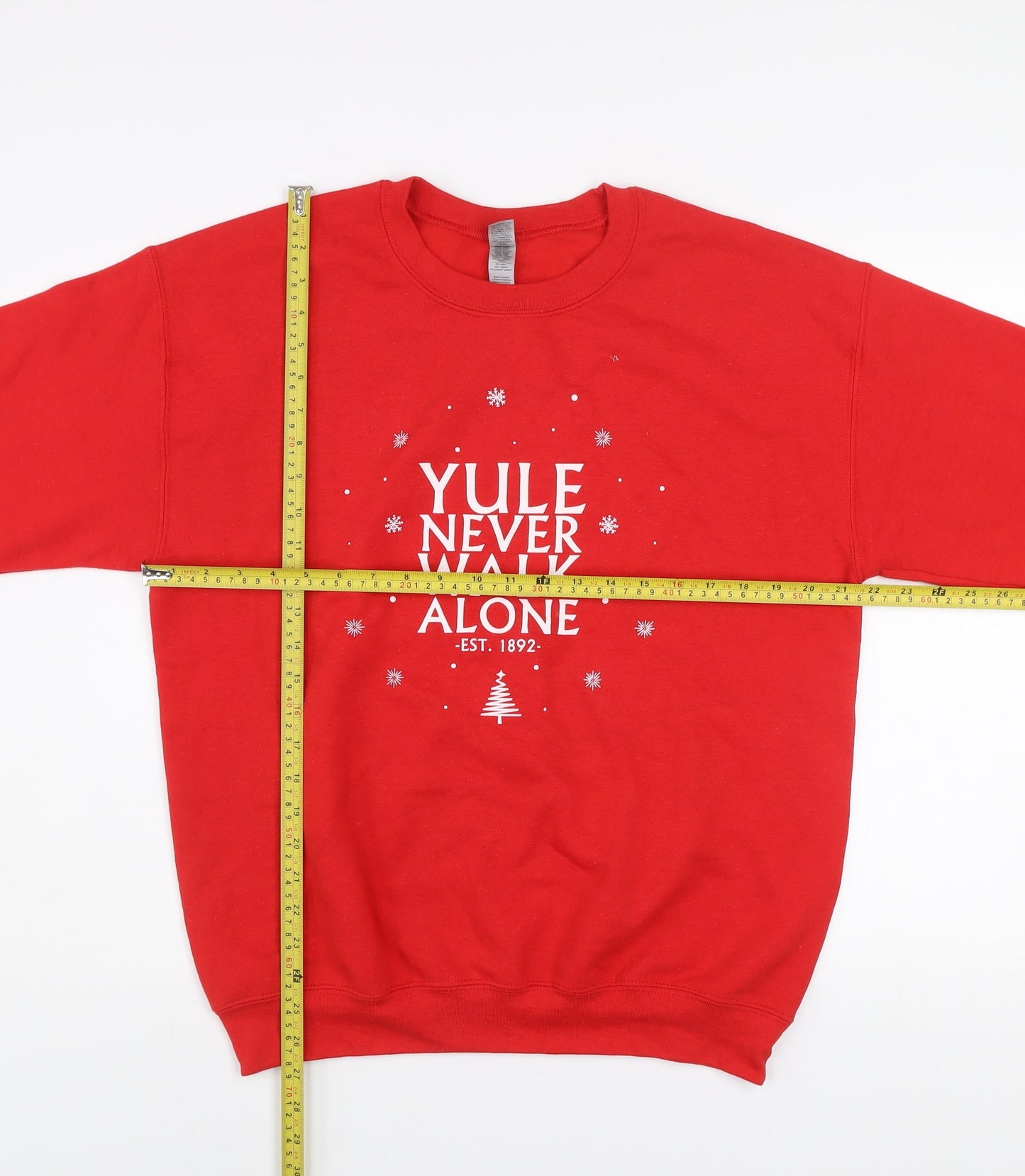 Gildan Women Red Christmas Graphic Pullover Sweatshirt Size M