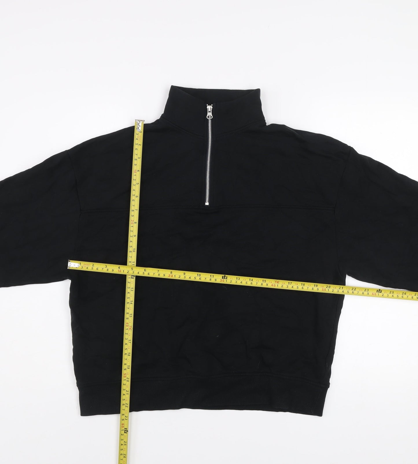 ASOS Design Women's Black 1/2 Zip Cotton Sweatshirt UK 10