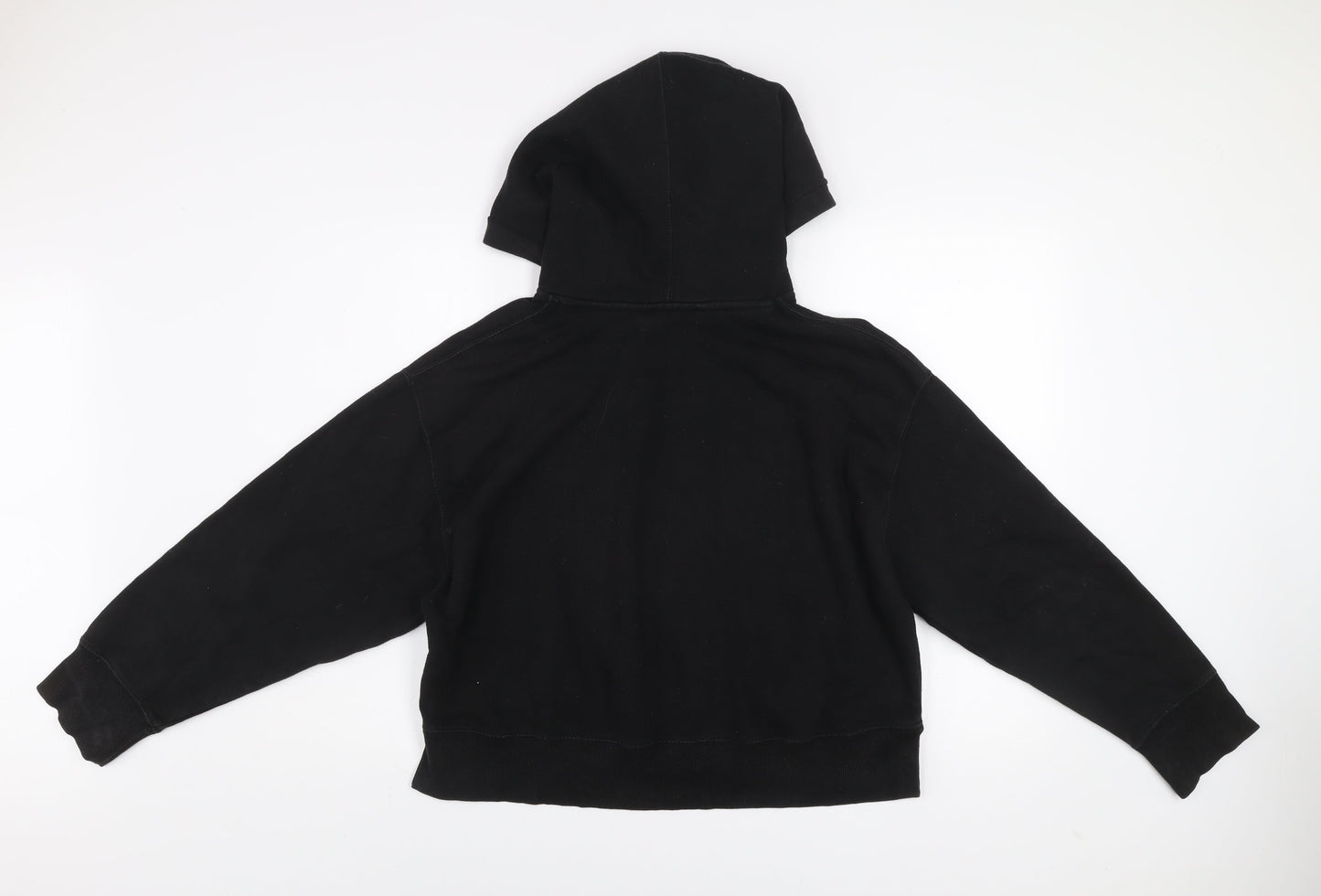 Zara Women Black L Pullover Hoodie Cotton Blend Casual