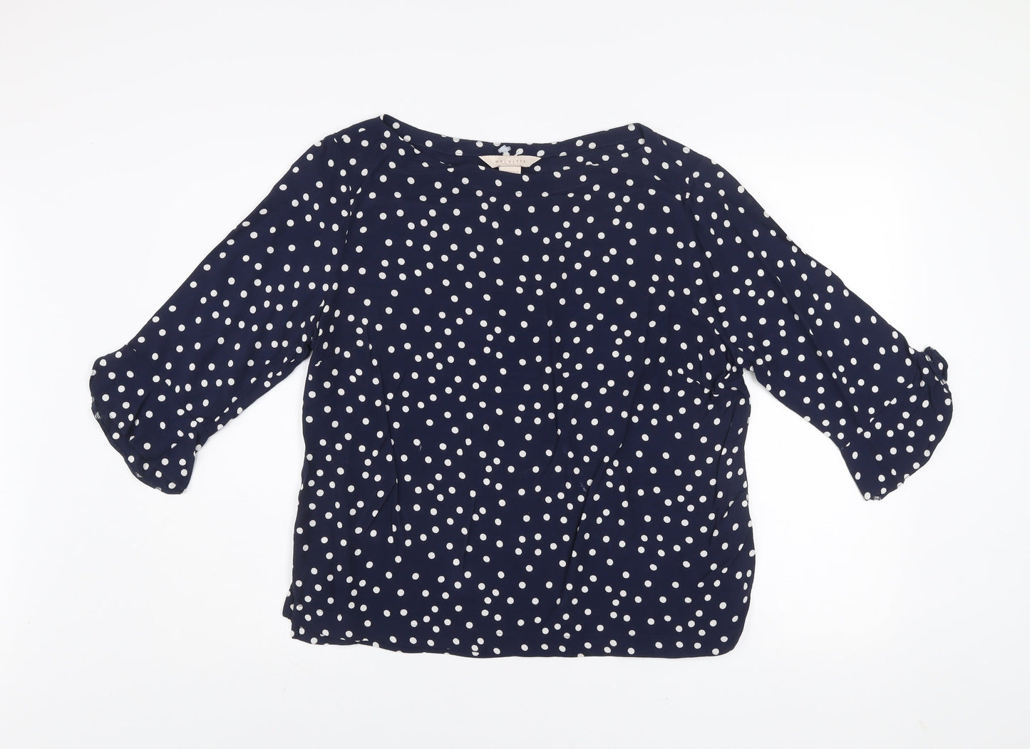 Mauvette Women's Blue Polka Dot 3/4 Sleeve Viscose Blouse UK 14