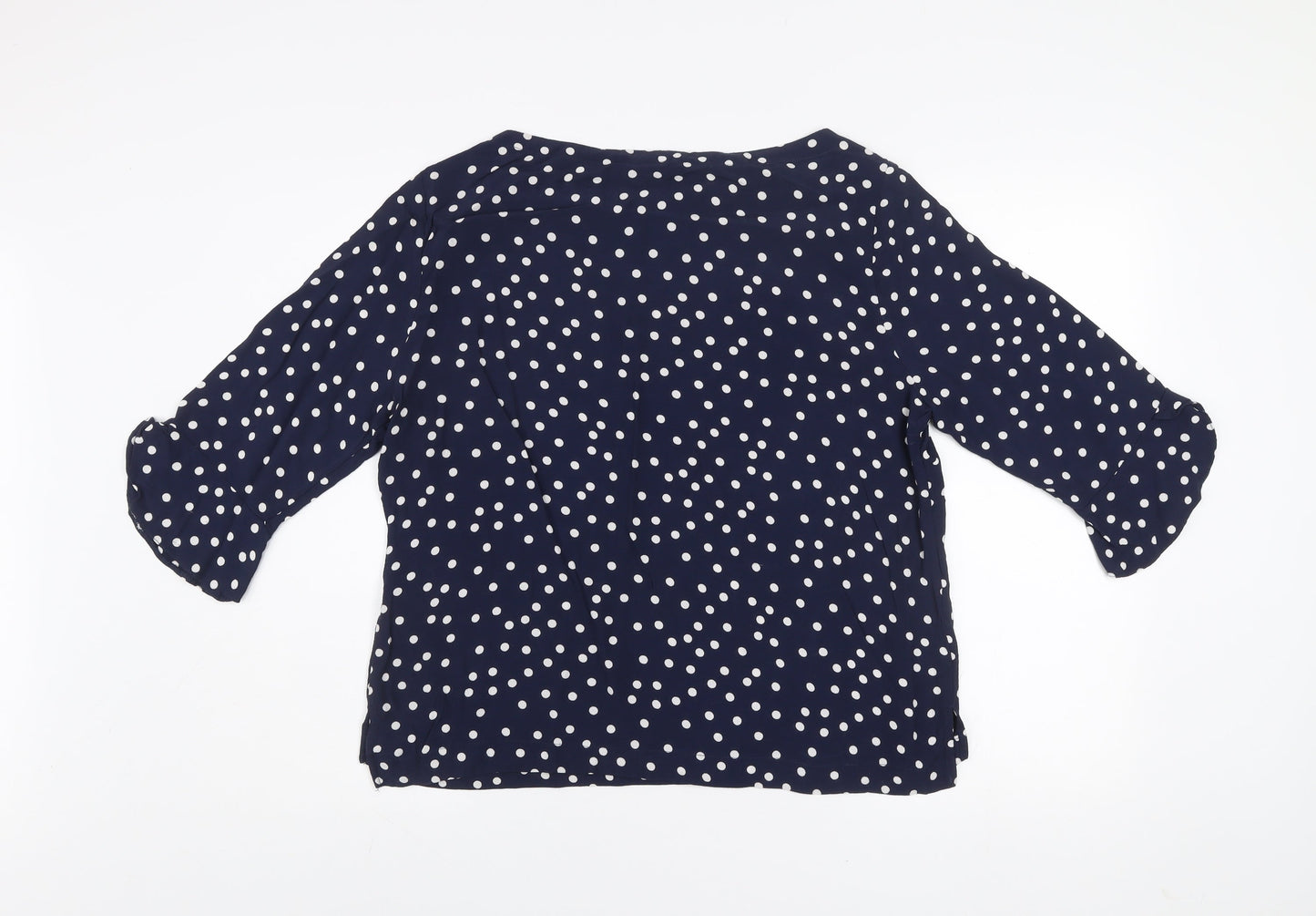 Mauvette Women's Blue Polka Dot 3/4 Sleeve Viscose Blouse UK 14
