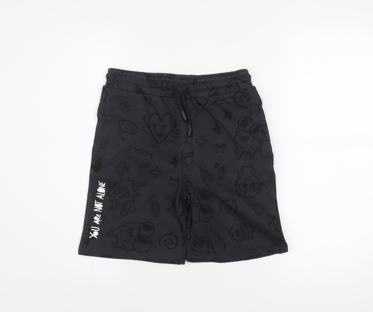 Marks and Spencer Boys Black Athletic Shorts 8-9 Years The Doodle Boy
