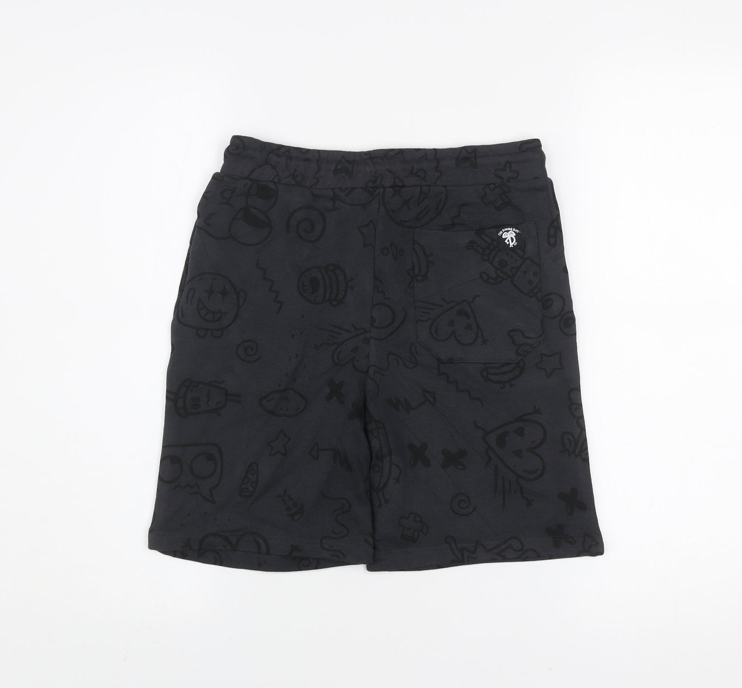 Marks and Spencer Boys Black Athletic Shorts 8-9 Years The Doodle Boy