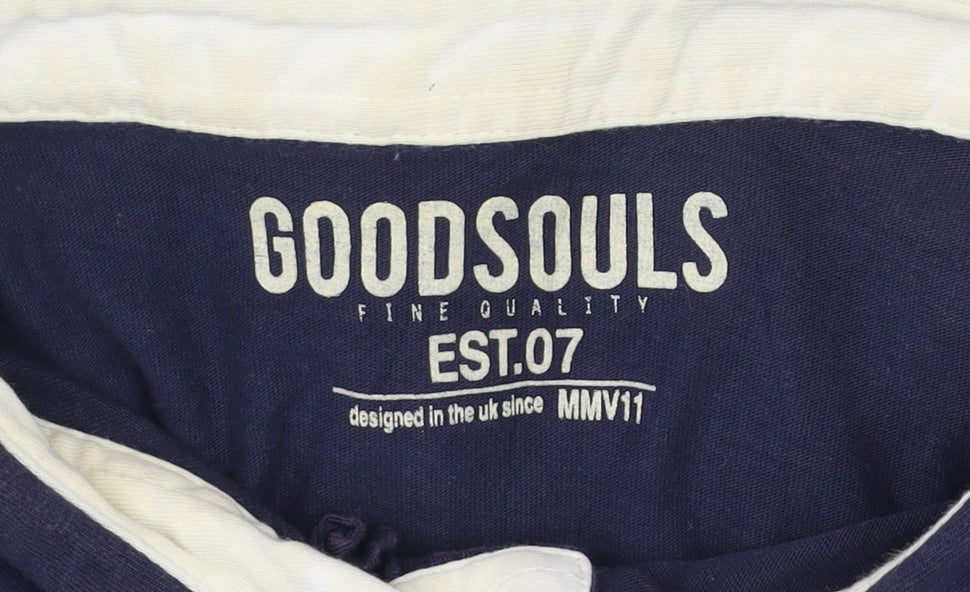 Goodsouls Men's Blue Cotton Polo Shirt Size XL Short Sleeve