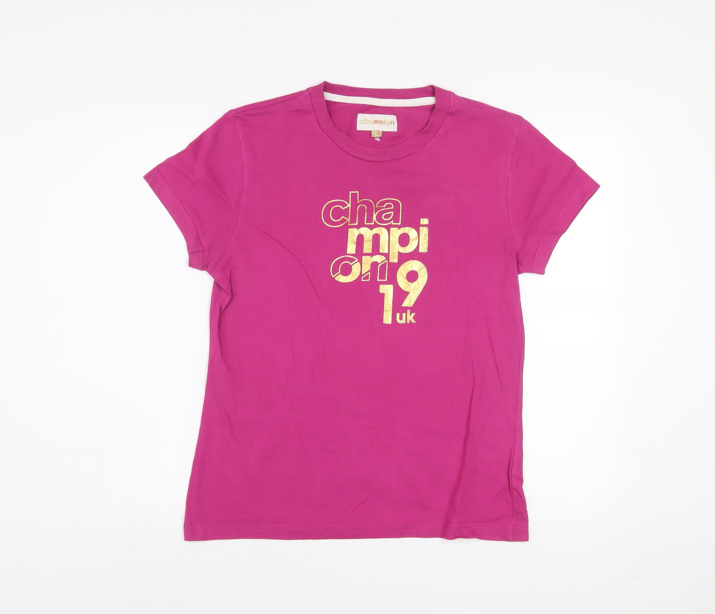 Champion Womens Pink Crew Neck Cotton T-Shirt Size 10