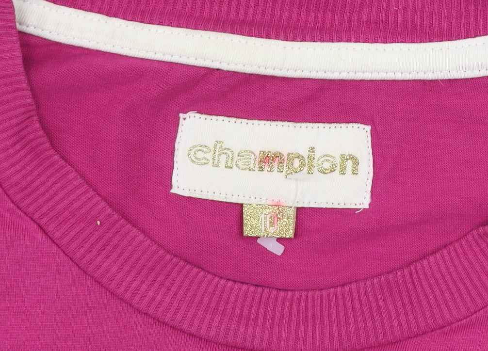 Champion Womens Pink Crew Neck Cotton T-Shirt Size 10