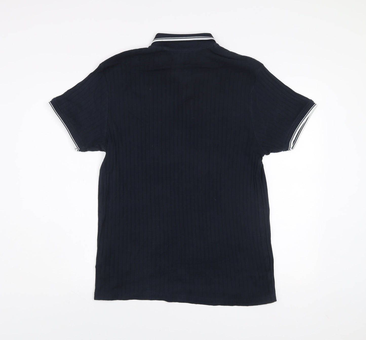 Burton Menswear London Navy Blue Cotton Zip Polo Shirt Mens L