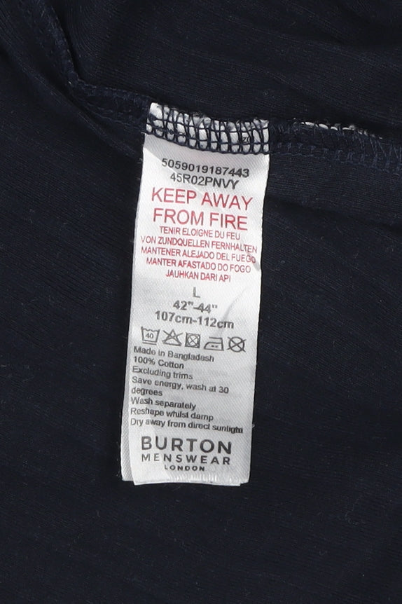 Burton Menswear London Navy Blue Cotton Zip Polo Shirt Mens L