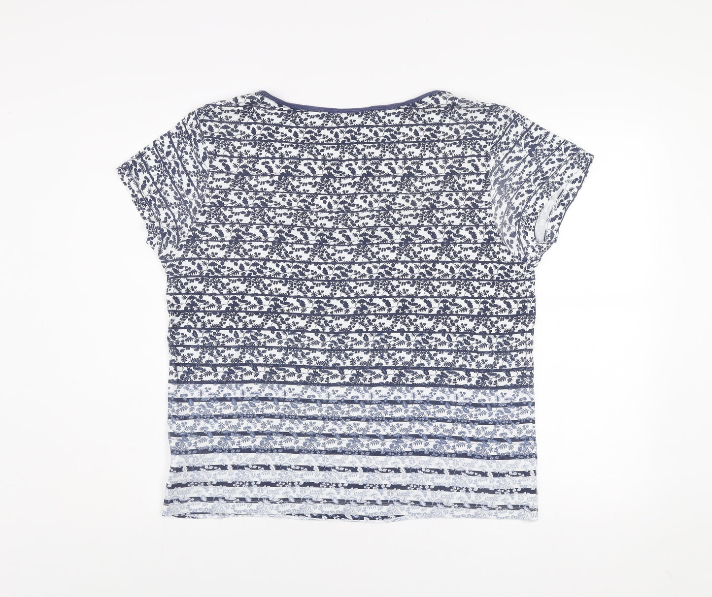 Maine New England Women’s Blue Floral Cotton T-Shirt Size 16
