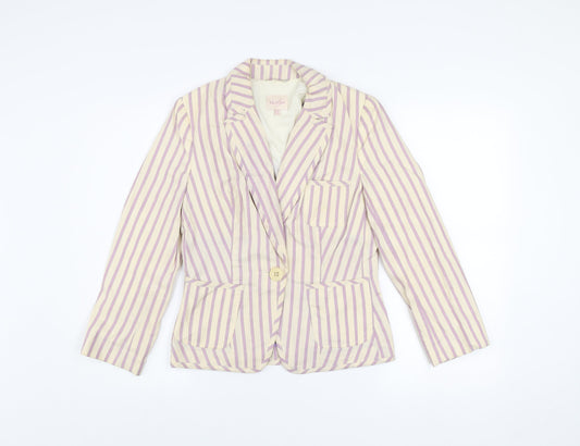 Whistles Women’s Multicoloured Striped Cotton Linen Blazer UK 10