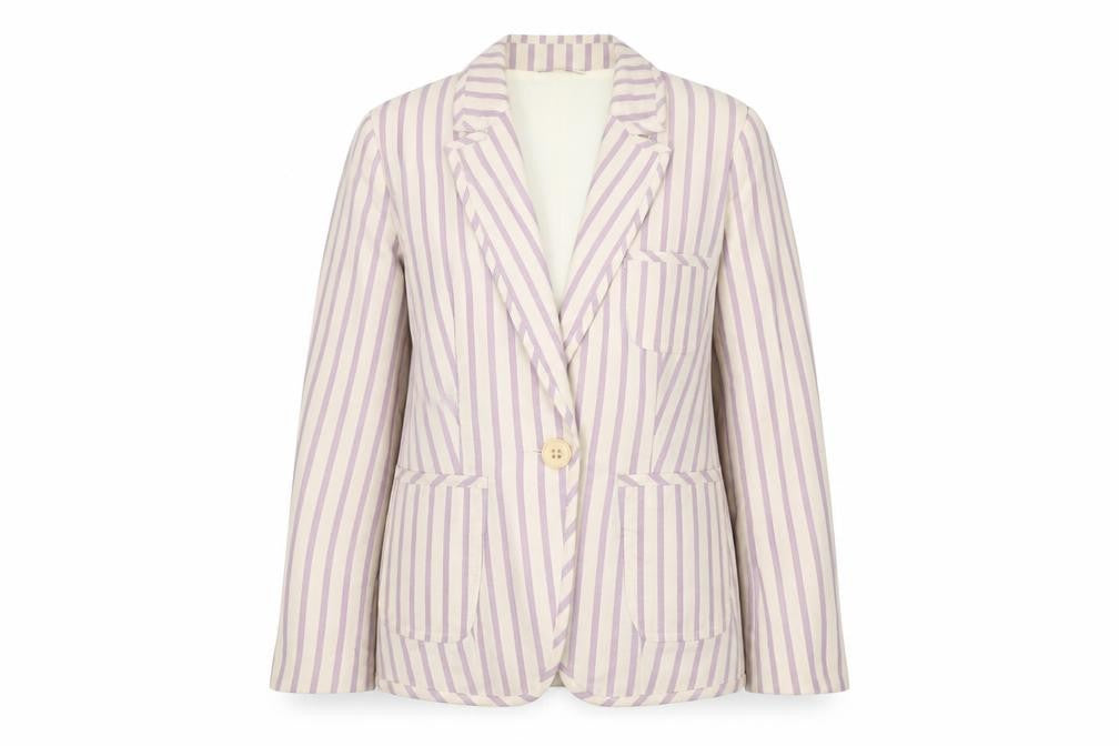 Whistles Women’s Multicoloured Striped Cotton Linen Blazer UK 10