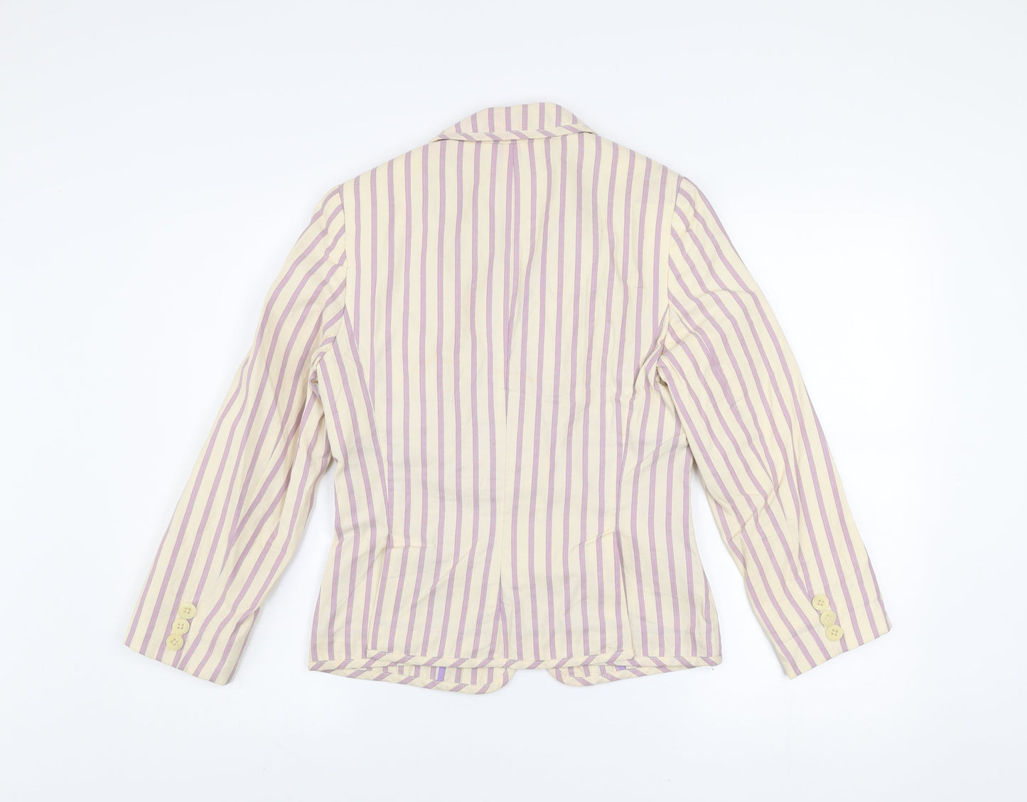 Whistles Women’s Multicoloured Striped Cotton Linen Blazer UK 10