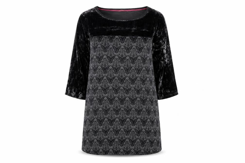 White Stuff Womens Grey Velvet Panel Shift Dress Size 12