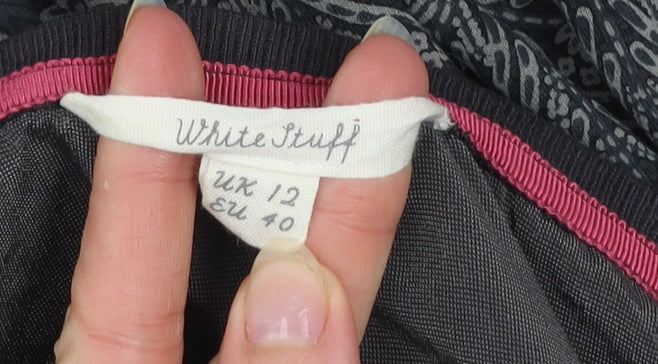 White Stuff Womens Grey Velvet Panel Shift Dress Size 12