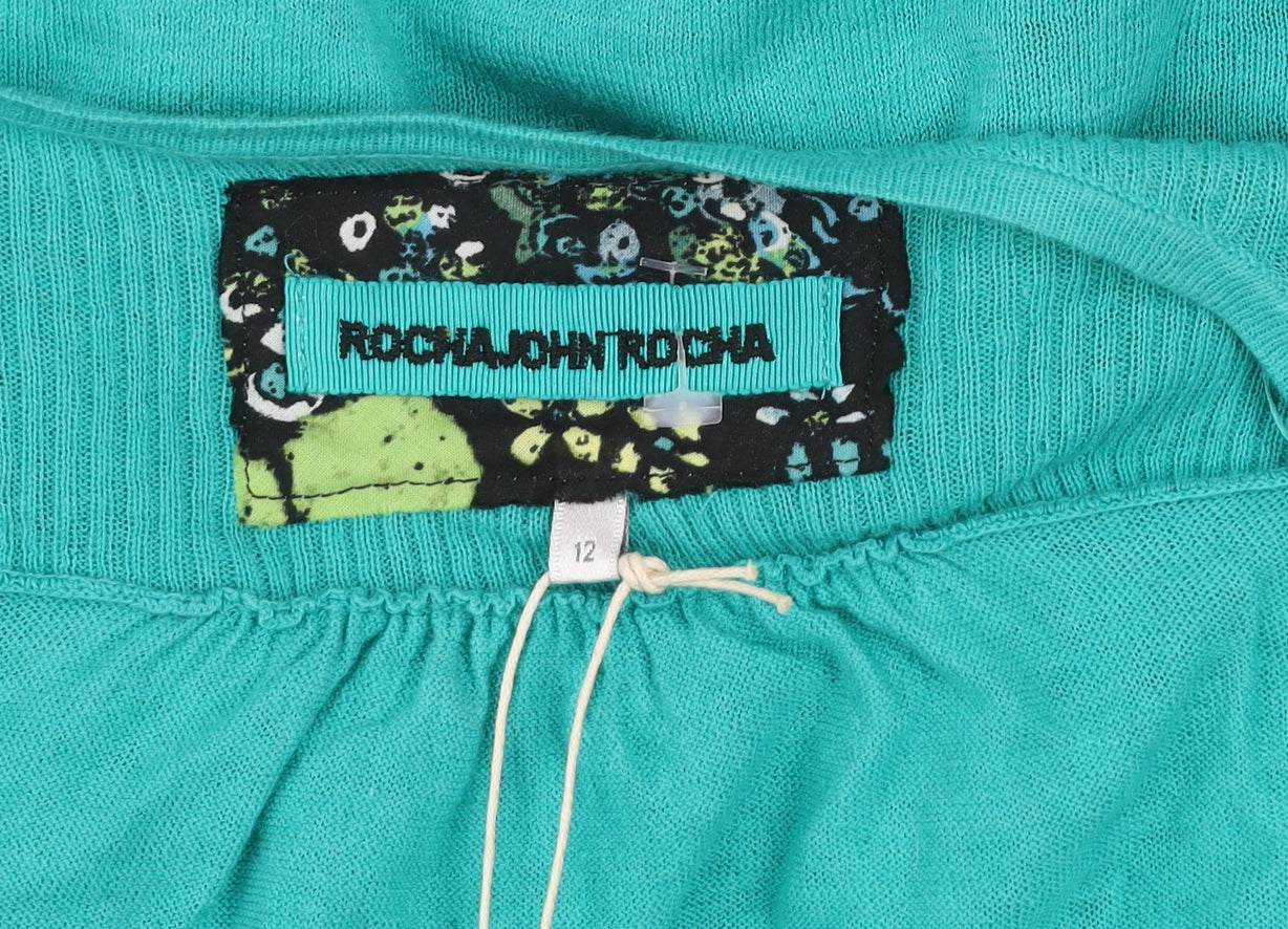 Rocha John Rocha Women's Green Short Sleeve Open Knit Cardigan Size 12