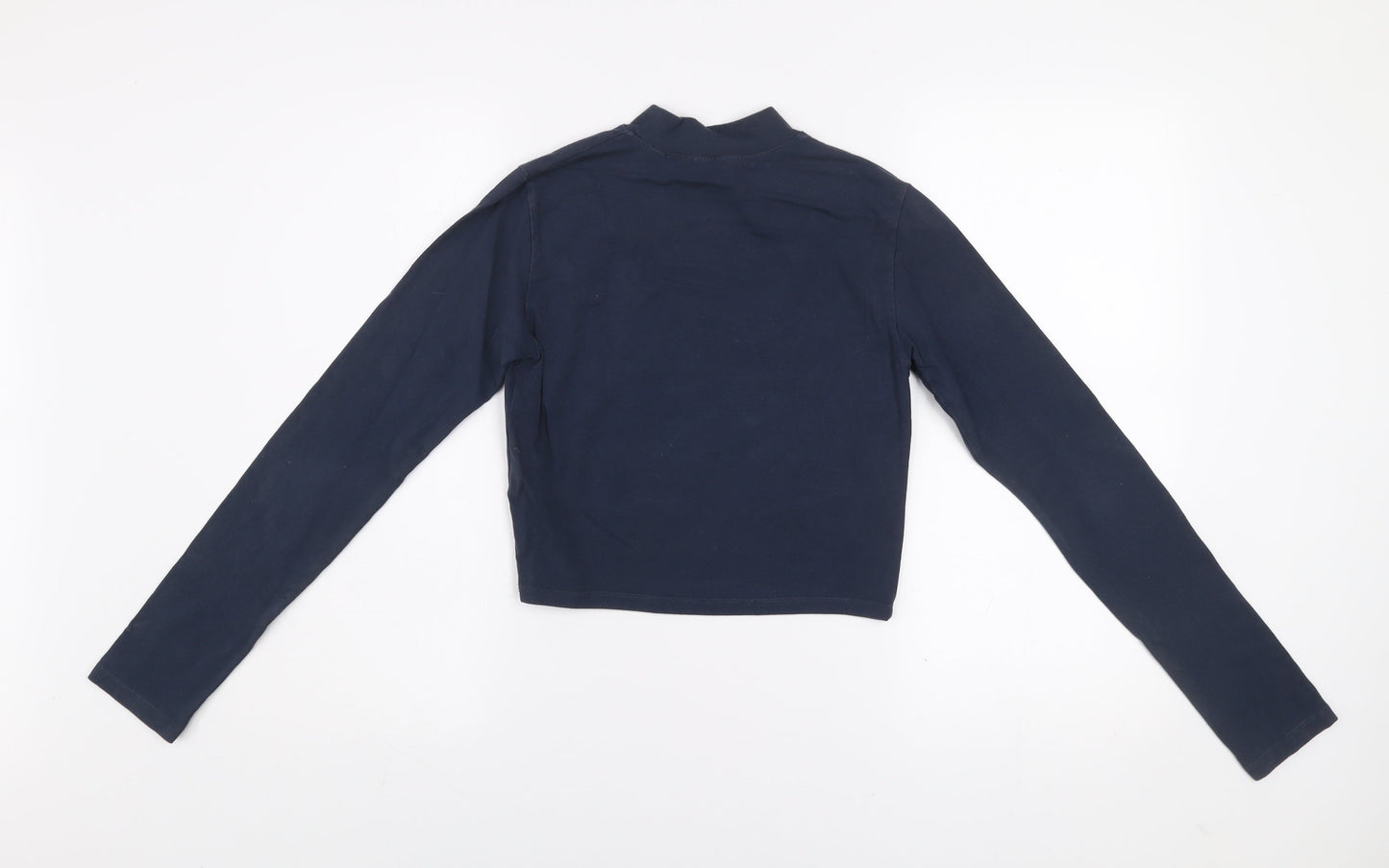 Jack Wills Women's Blue Cropped Mock Neck Long Sleeve T-Shirt Size 12