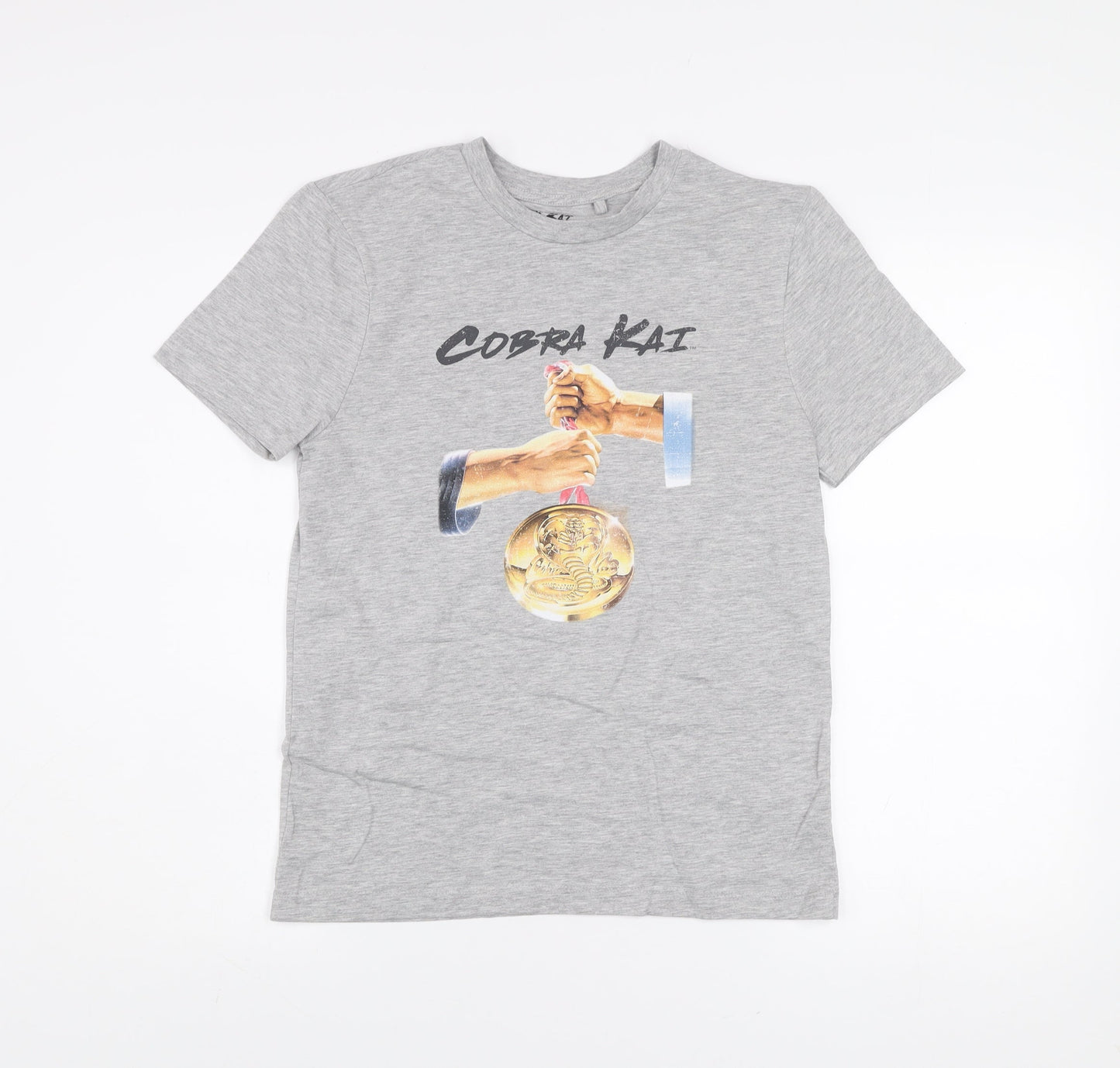 Cobra Kai Men's Grey Crew Neck Graphic T-Shirt Size S
