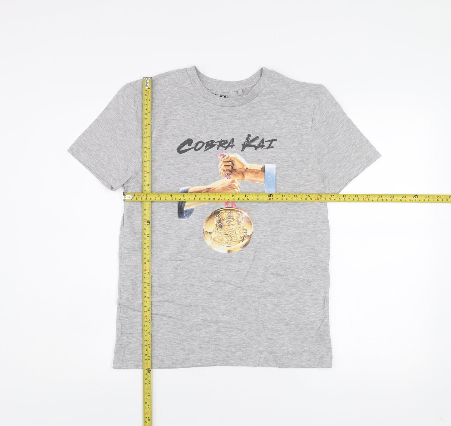 Cobra Kai Men's Grey Crew Neck Graphic T-Shirt Size S