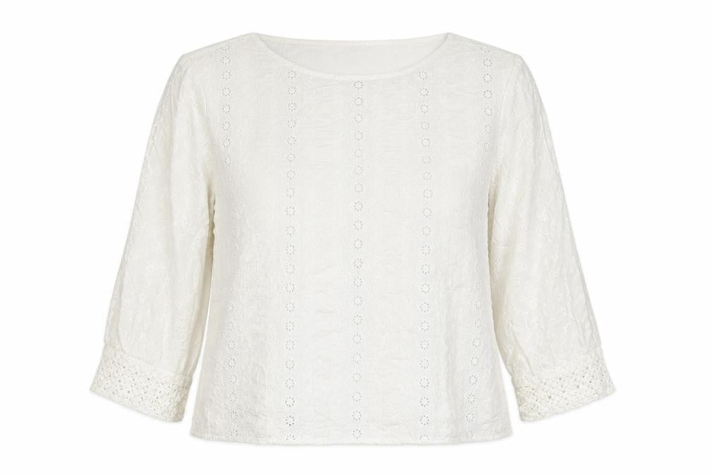 Gap Womens White Cotton Embroidered Lace Tunic Blouse XL